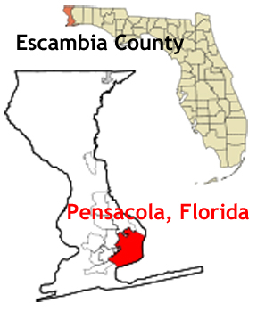 Florida map showing location of Pensacola